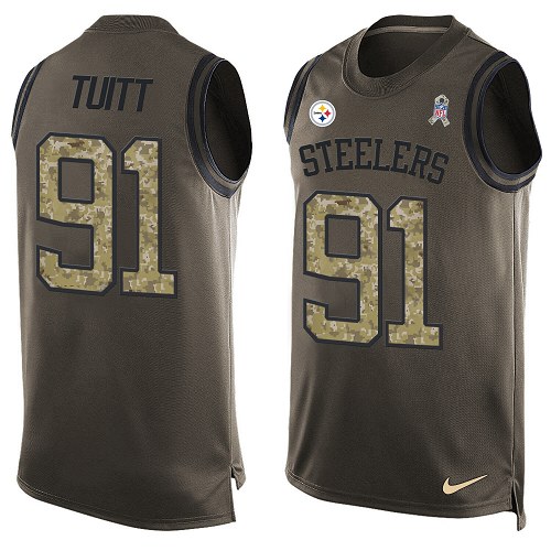 Men's Limited Stephon Tuitt Nike Jersey Green - #91 Salute to Service Tank Top NFL Pittsburgh Steelers